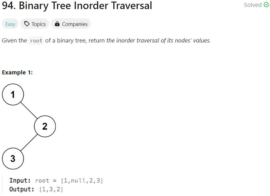 94. Binary Tree Inorder Traversal